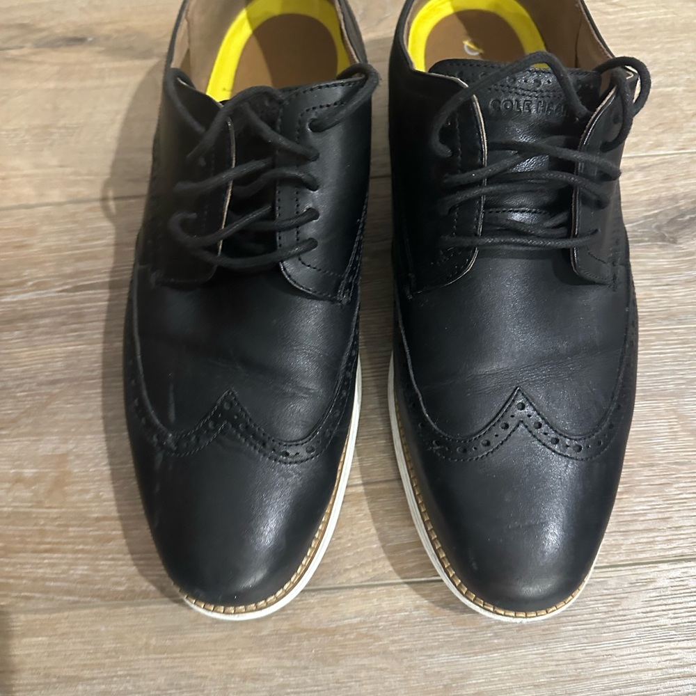 Cole Haan Black Leather Wingtip Derbys